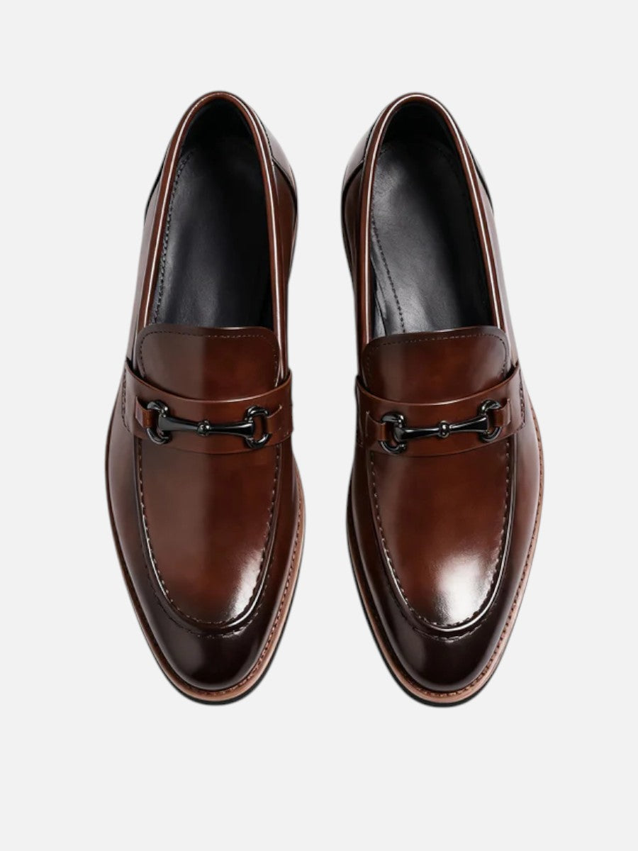 Miles | Polished Brown Loafers with Slip-On Comfort Fit