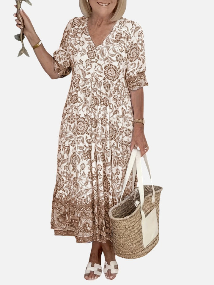 Verity | Floral Midi Dress with Button Front