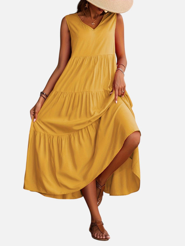 Aveline | Sleeveless Dress with Tiered Ruffle Cut