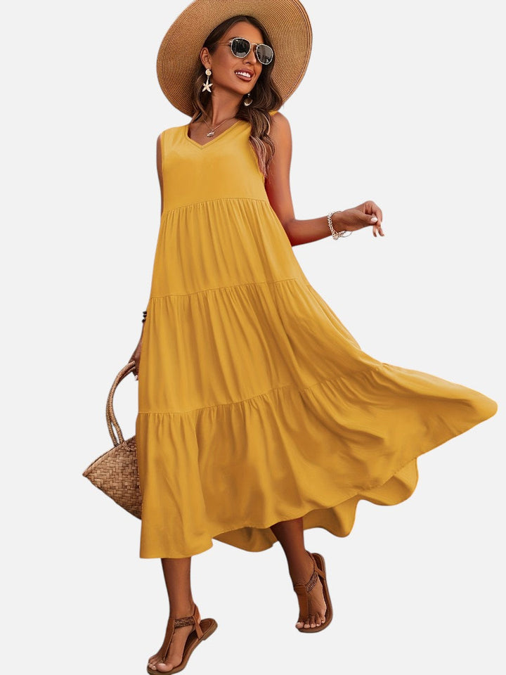 Aveline | Sleeveless Dress with Tiered Ruffle Cut