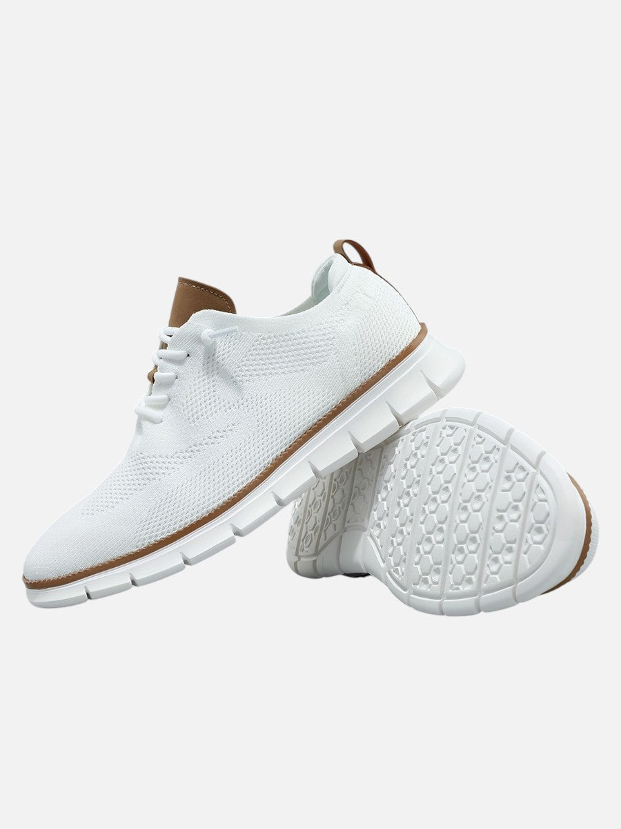 Nolan | White Knit Trainers with Breathable Upper
