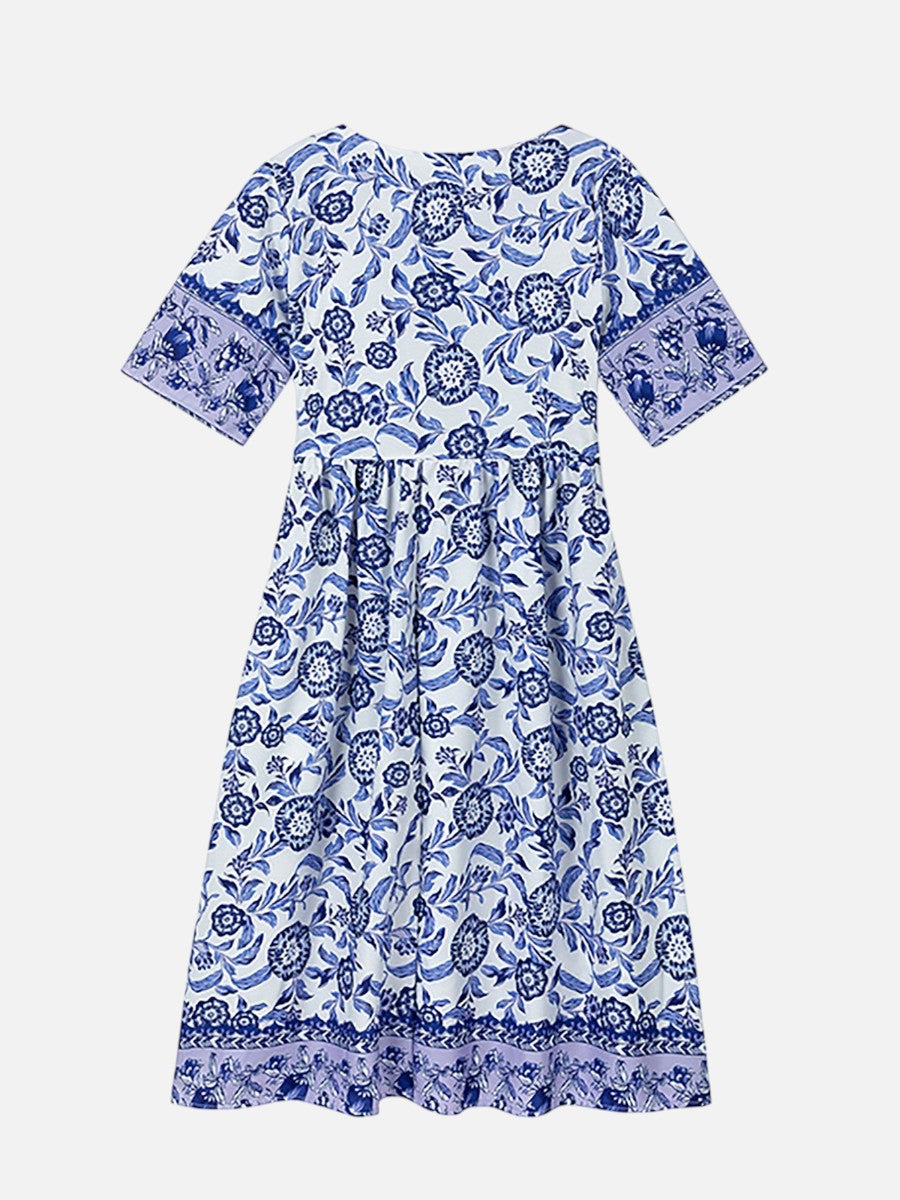 Verity | Floral Midi Dress with Button Front