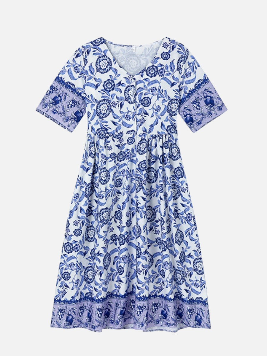 Verity | Floral Midi Dress with Button Front
