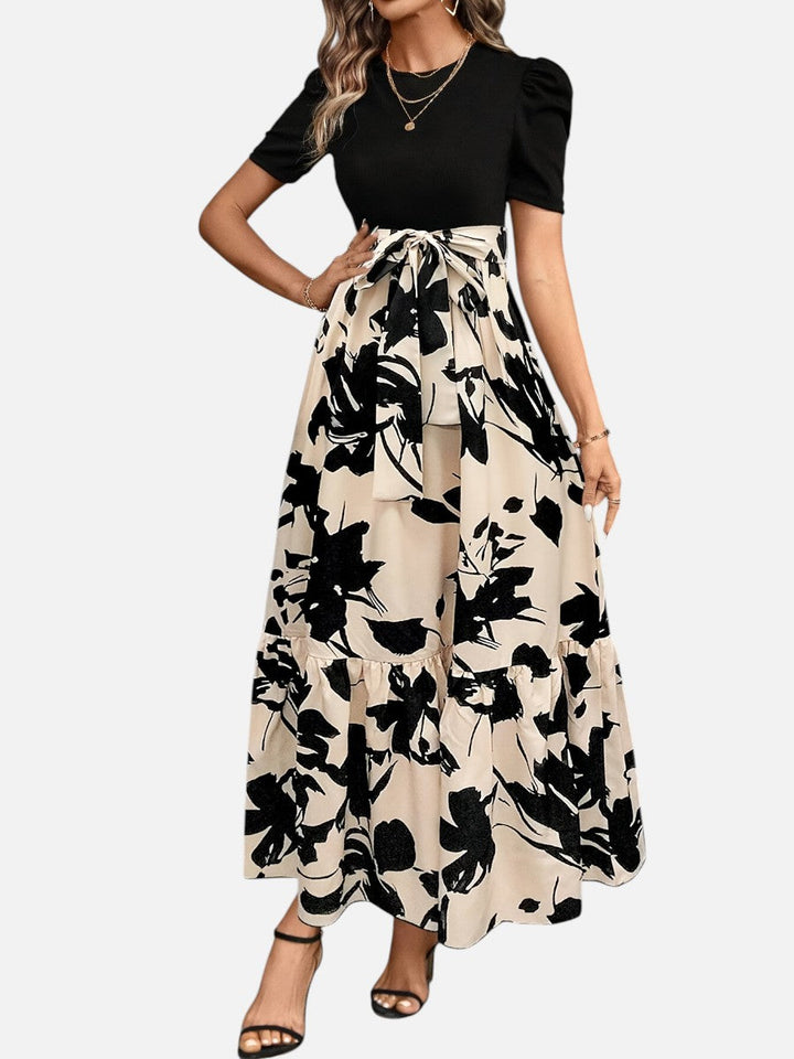 Priscilla | Floral Midi Dress with Belted Waist