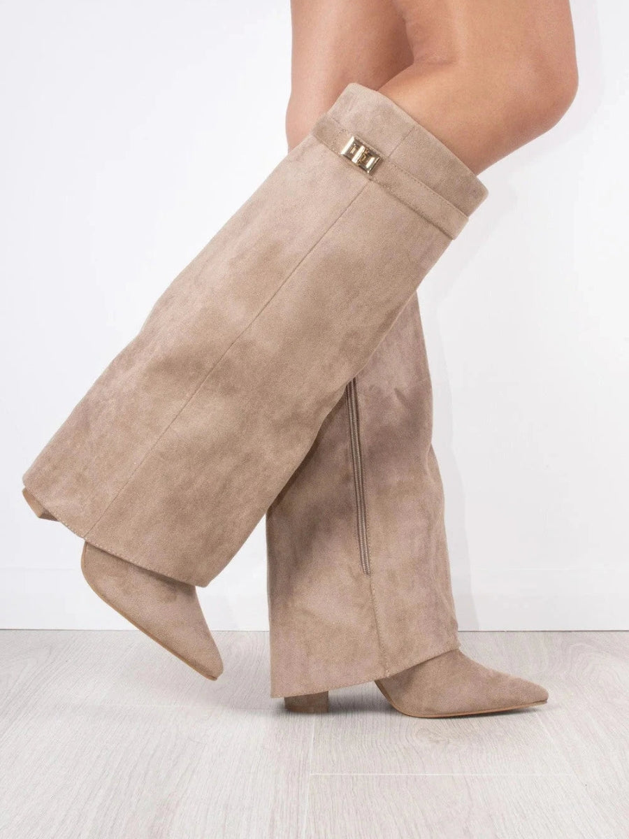 Paloma | Pointed Boot with Fold-Over Gold Detail