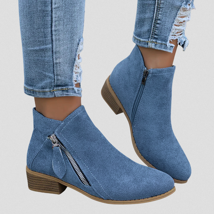 Adele | Zip Ankle Boots with Block Heel