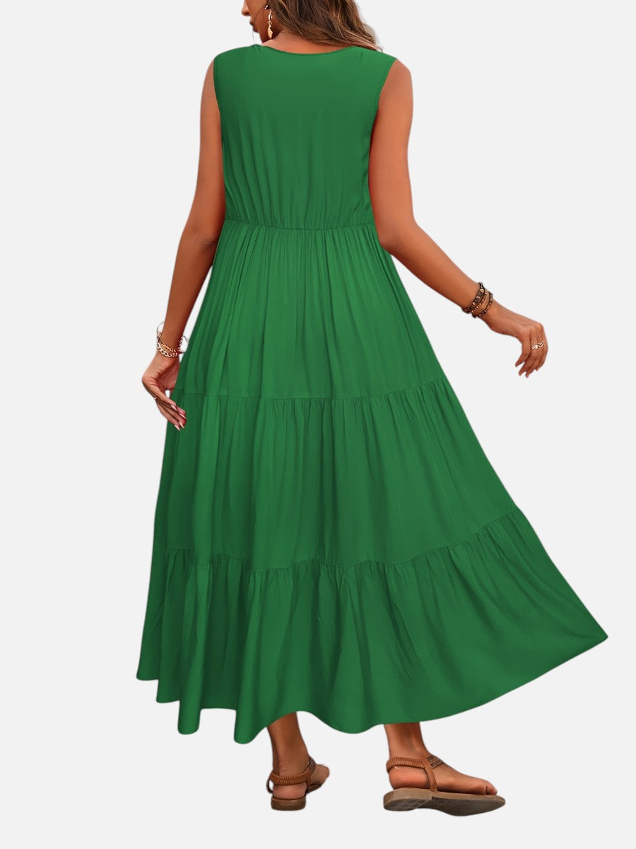Aveline | Sleeveless Dress with Tiered Ruffle Cut