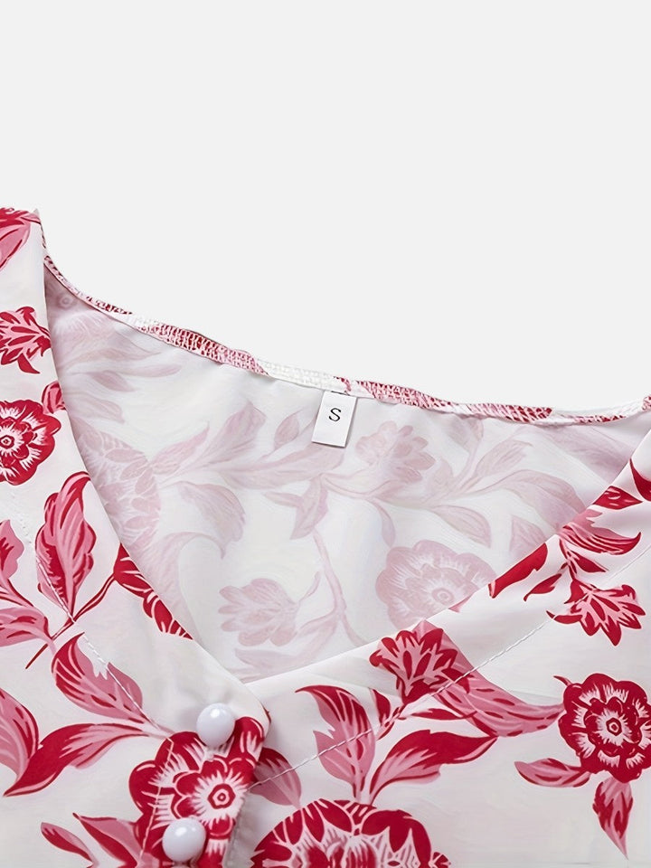 Verity | Floral Midi Dress with Button Front