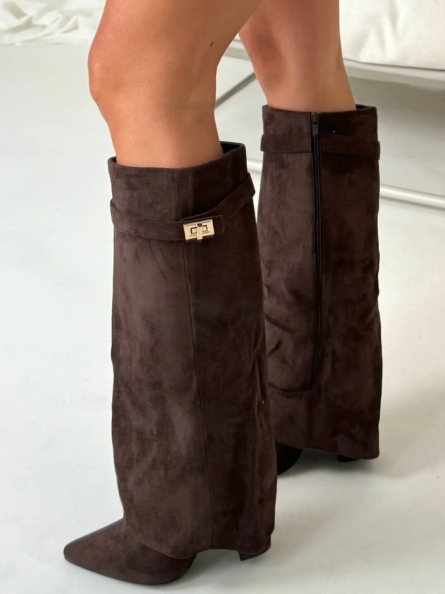 Paloma | Pointed Boot with Fold-Over Gold Detail