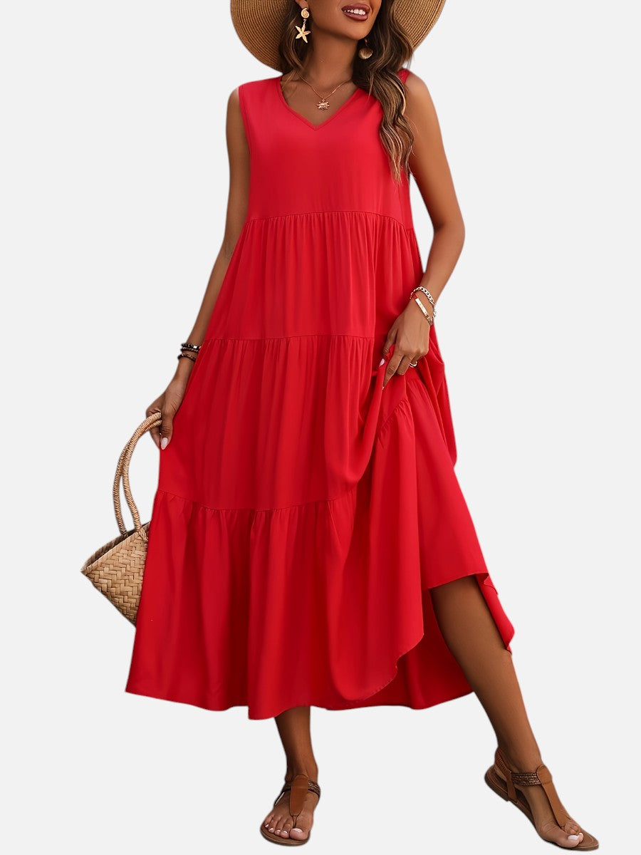 Aveline | Sleeveless Dress with Tiered Ruffle Cut