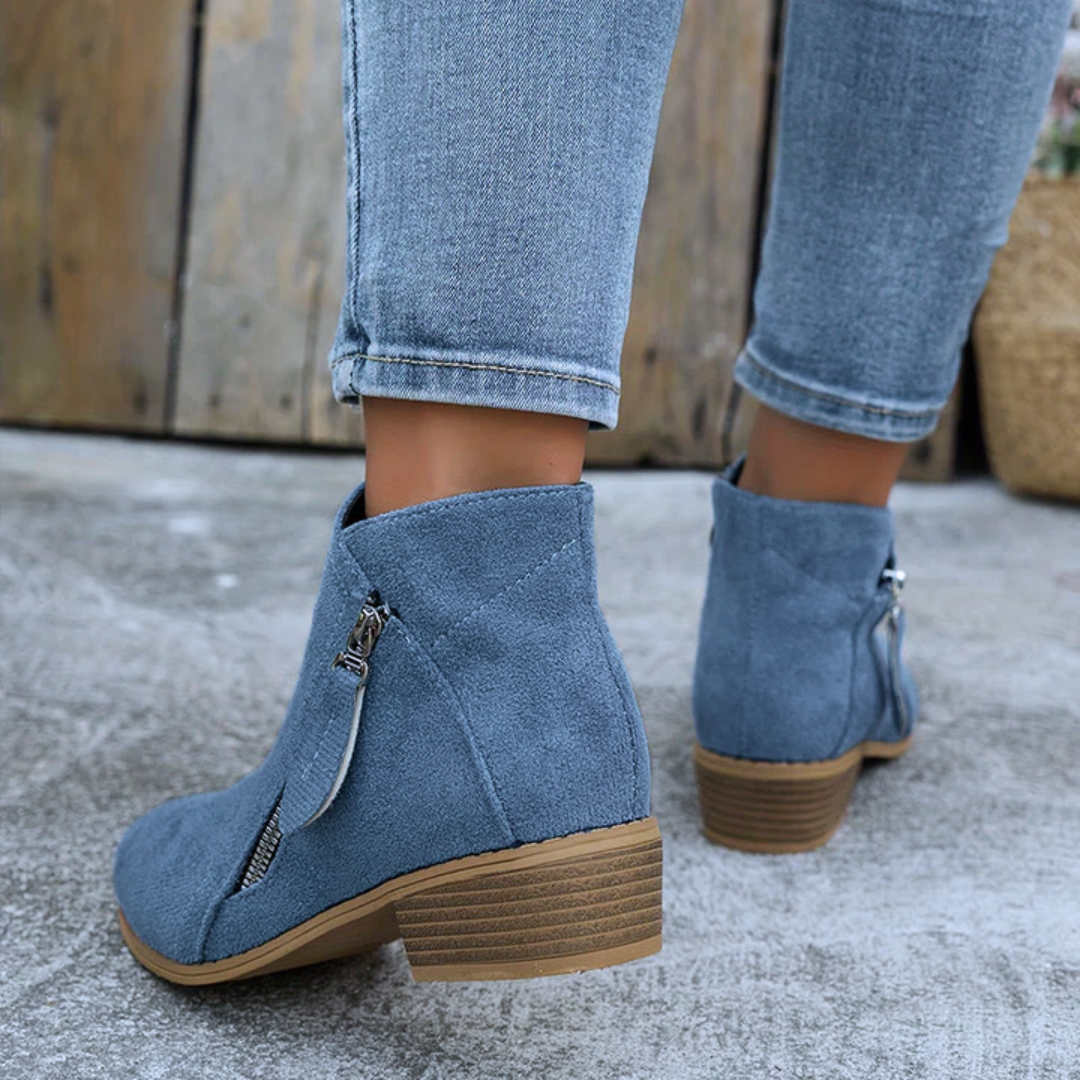Adele | Zip Ankle Boots with Block Heel