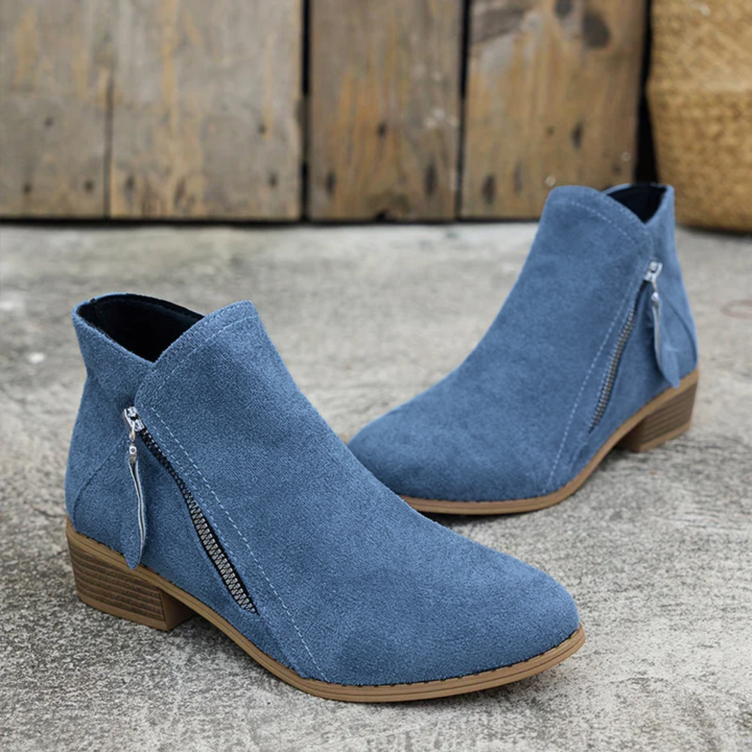 Adele | Zip Ankle Boots with Block Heel