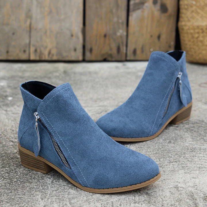 Adele | Zip Ankle Boots with Block Heel