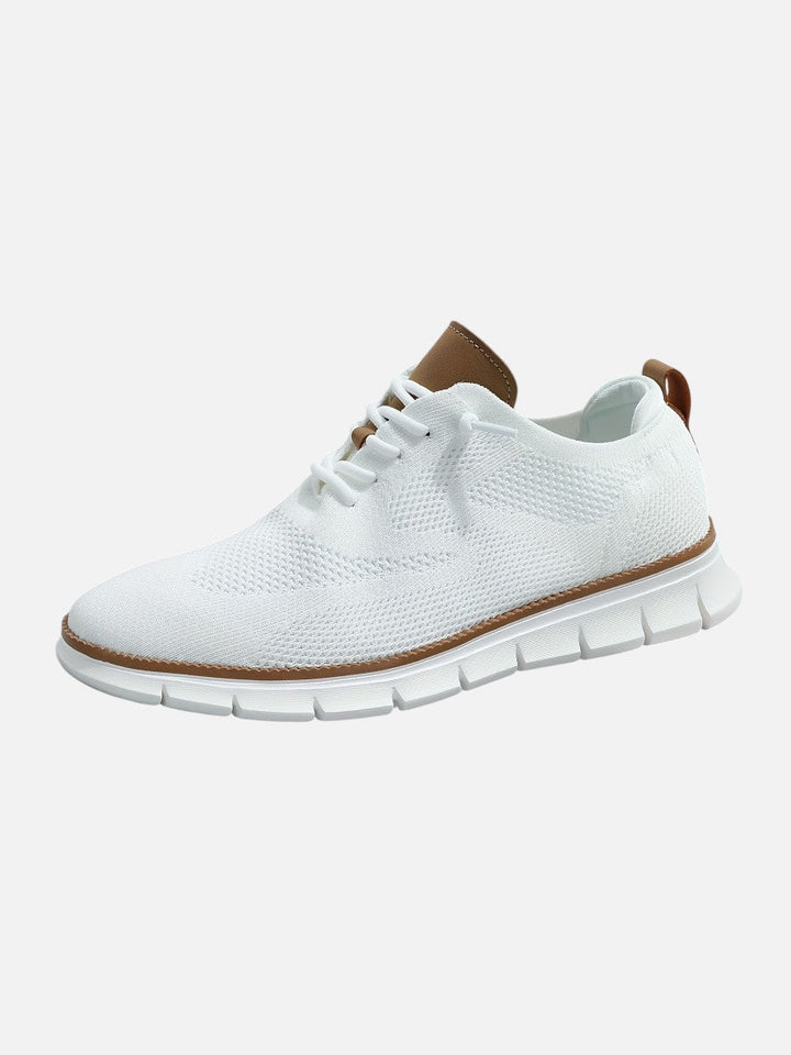 Nolan | White Knit Trainers with Breathable Upper