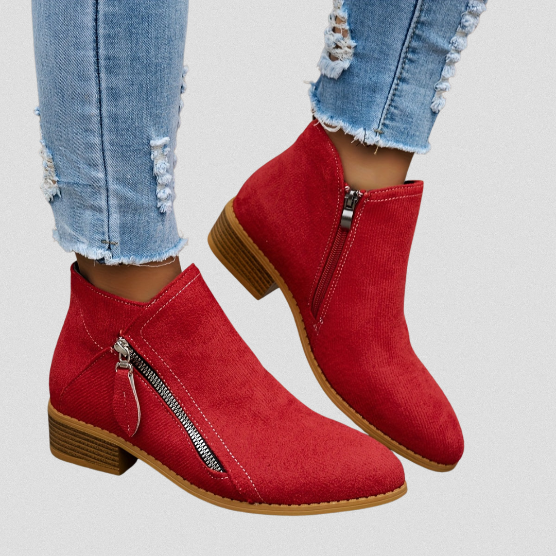 Adele | Zip Ankle Boots with Block Heel