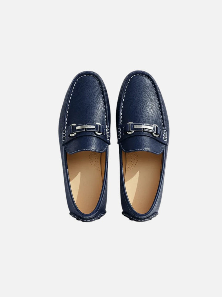Colton | Navy Loafer with Silver Buckle Detail