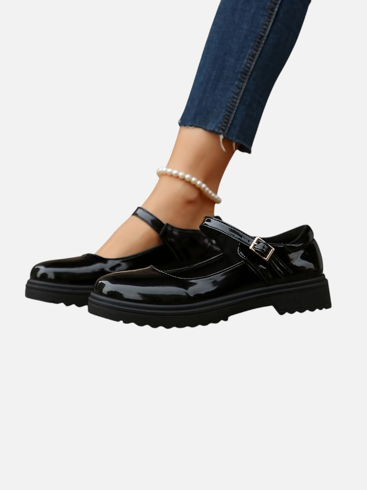 Claudine | Black Mary Jane with Buckle Strap