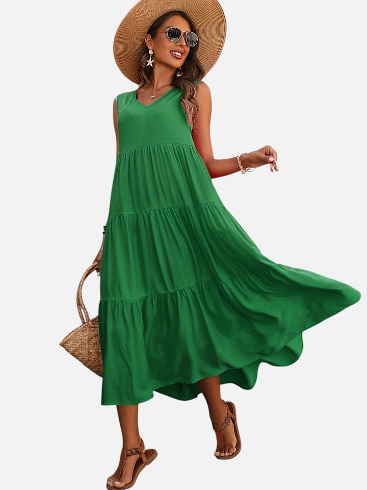 Aveline | Sleeveless Dress with Tiered Ruffle Cut