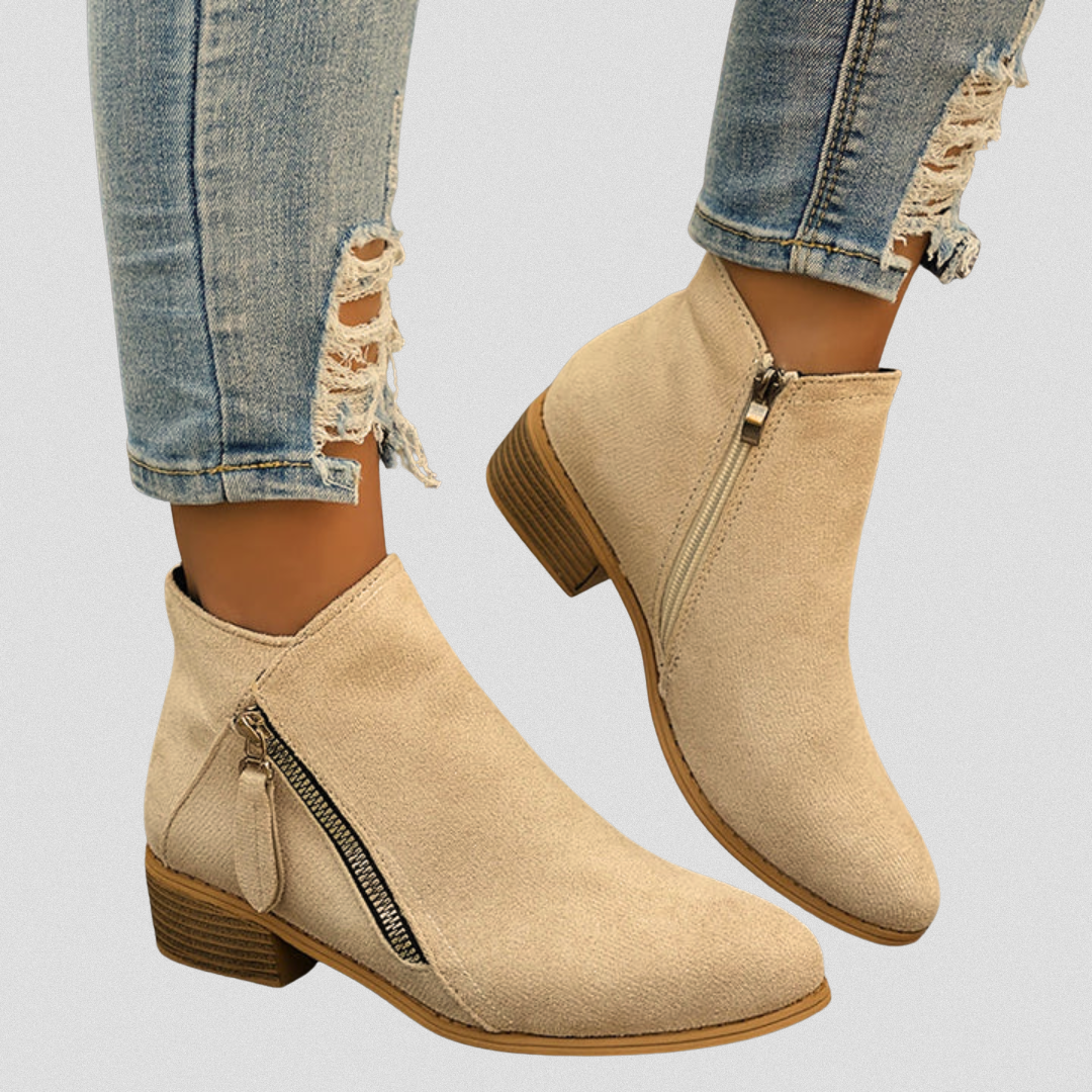 Adele | Zip Ankle Boots with Block Heel