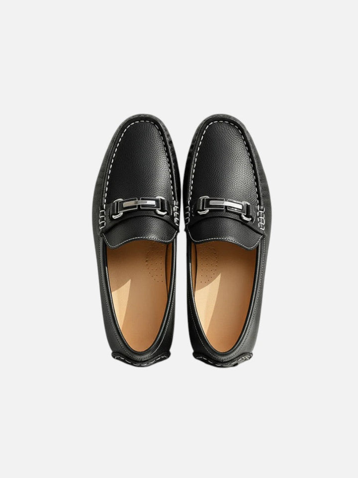 Colton | Navy Loafer with Silver Buckle Detail