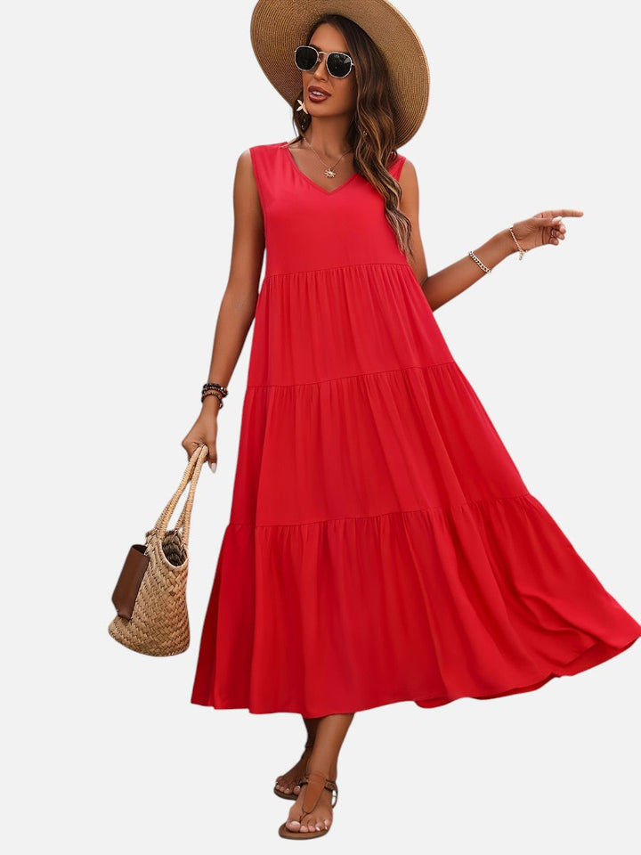 Aveline | Sleeveless Dress with Tiered Ruffle Cut