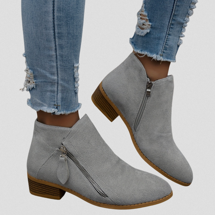 Adele | Zip Ankle Boots with Block Heel