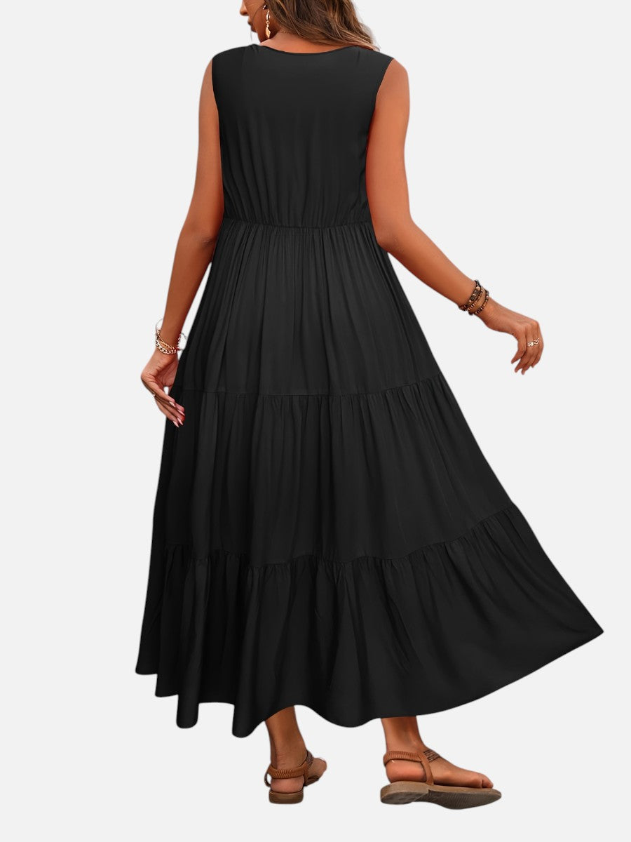 Aveline | Sleeveless Dress with Tiered Ruffle Cut