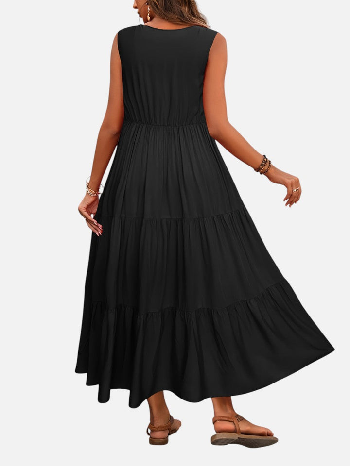 Aveline | Sleeveless Dress with Tiered Ruffle Cut