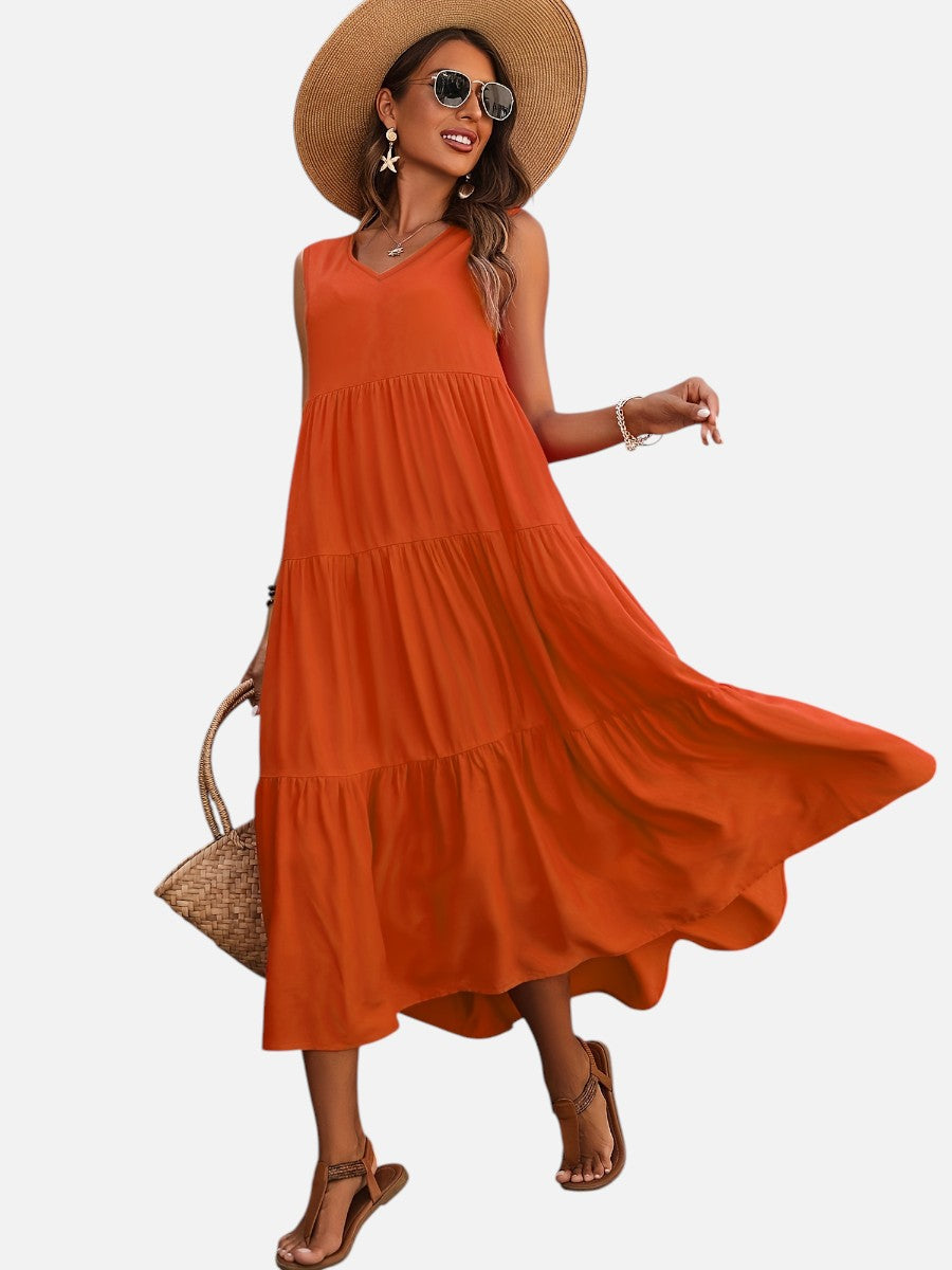 Aveline | Sleeveless Dress with Tiered Ruffle Cut