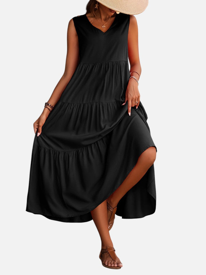 Aveline | Sleeveless Dress with Tiered Ruffle Cut