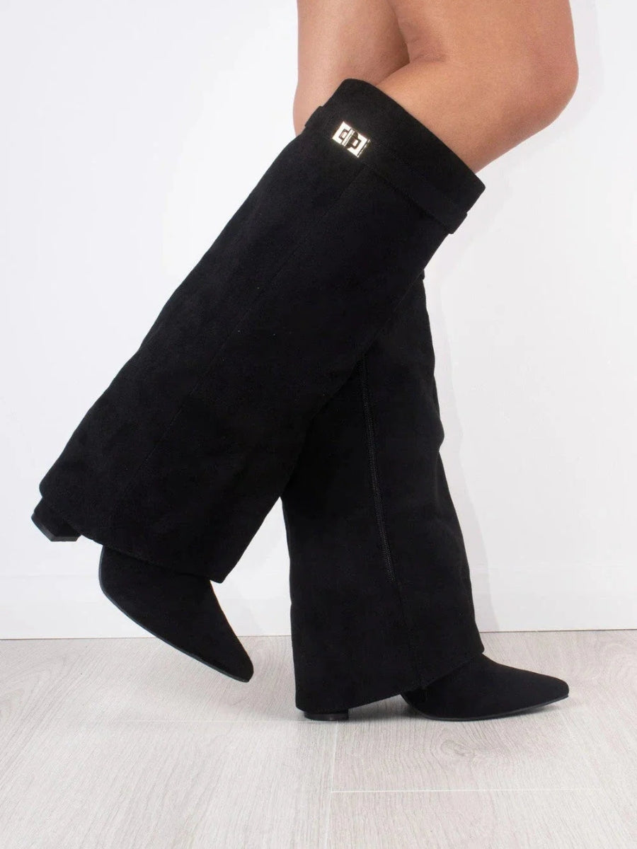 Paloma | Pointed Boot with Fold-Over Gold Detail