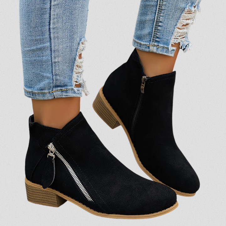 Adele | Zip Ankle Boots with Block Heel