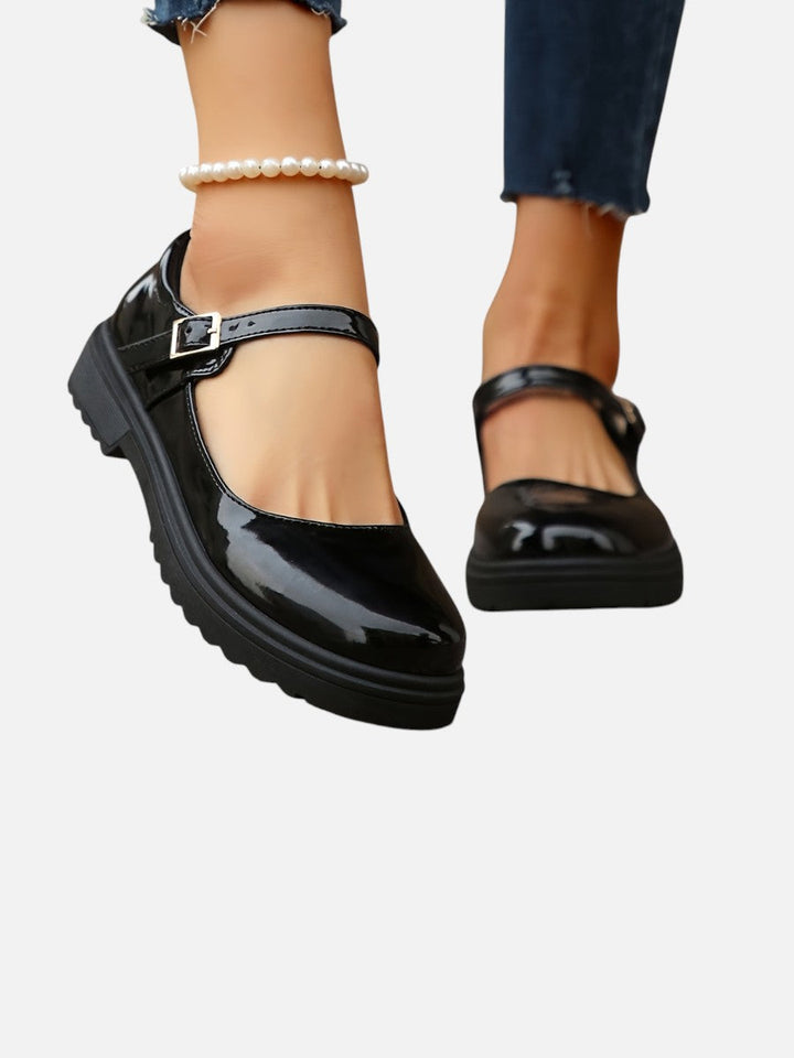 Claudine | Black Mary Jane with Buckle Strap