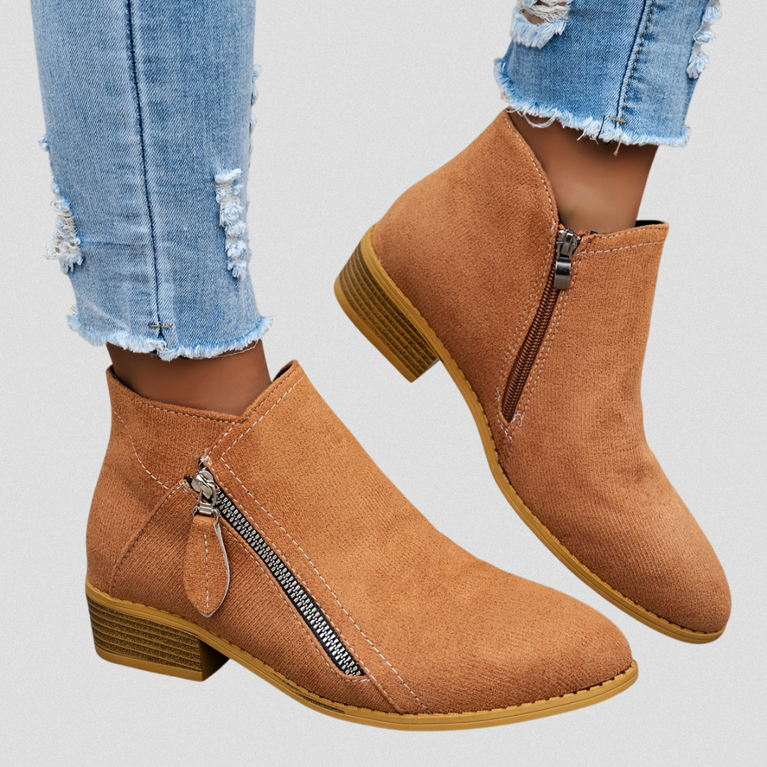 Adele | Zip Ankle Boots with Block Heel