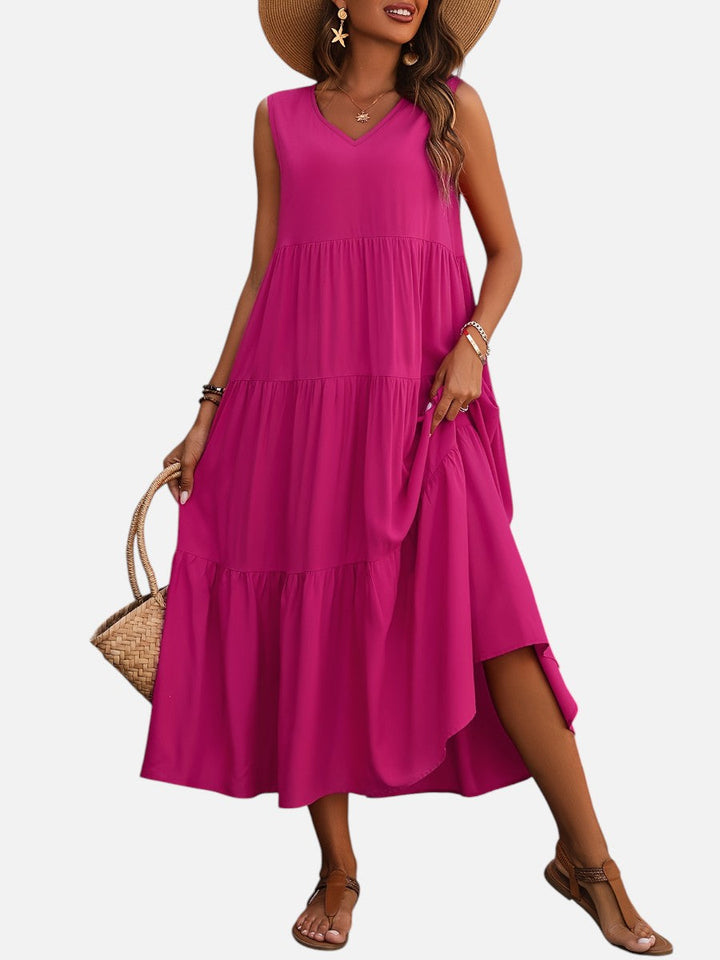 Aveline | Sleeveless Dress with Tiered Ruffle Cut