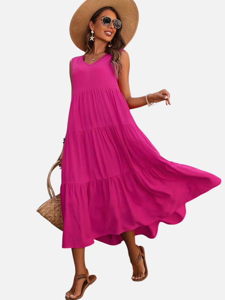 Aveline | Sleeveless Dress with Tiered Ruffle Cut