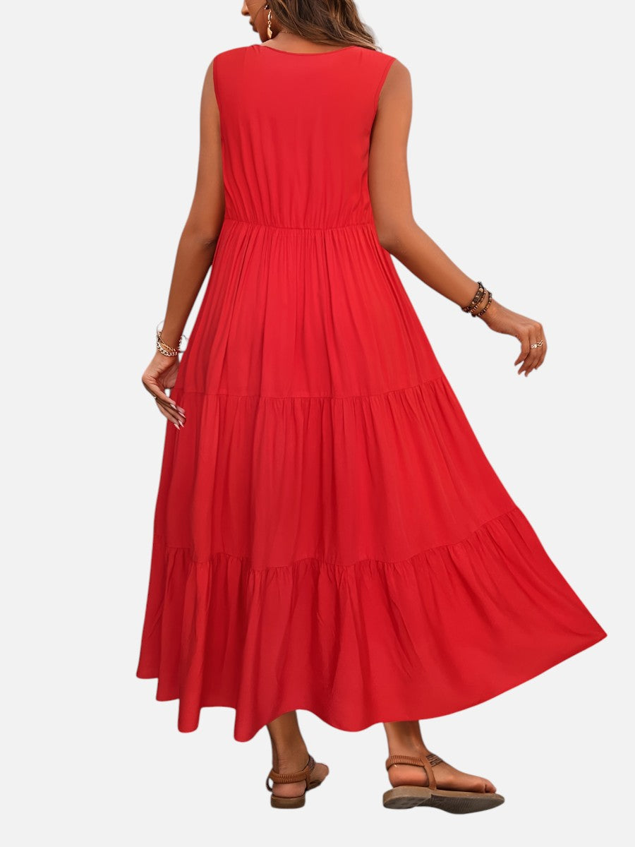 Aveline | Sleeveless Dress with Tiered Ruffle Cut