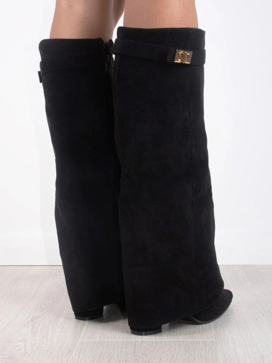 Paloma | Pointed Boot with Fold-Over Gold Detail
