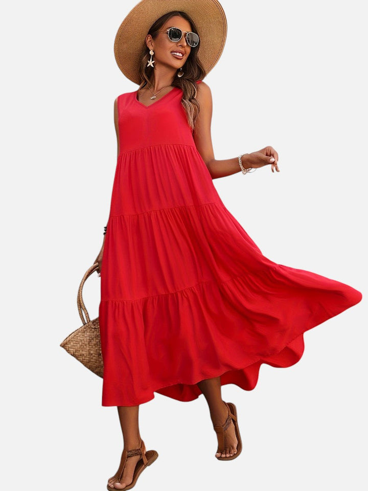 Aveline | Sleeveless Dress with Tiered Ruffle Cut