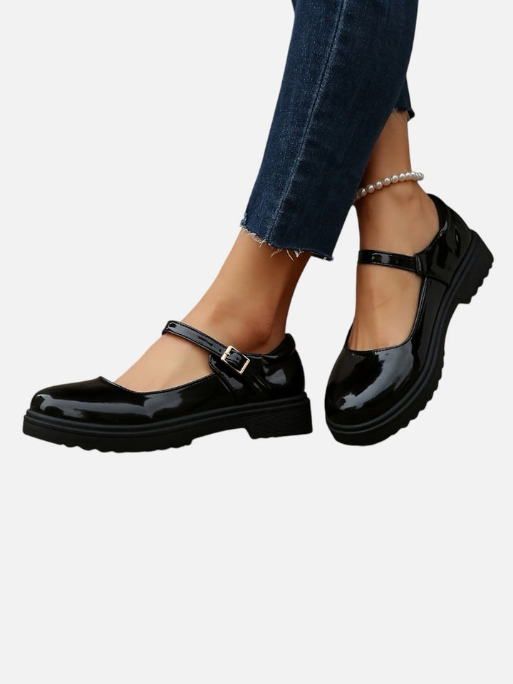 Claudine | Black Mary Jane with Buckle Strap
