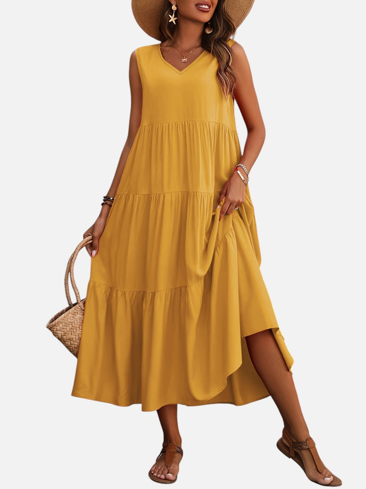 Aveline | Sleeveless Dress with Tiered Ruffle Cut