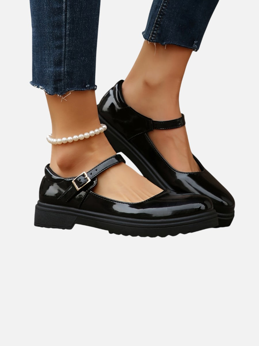 Claudine | Black Mary Jane with Buckle Strap