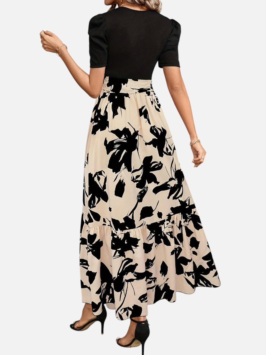 Priscilla | Floral Midi Dress with Belted Waist