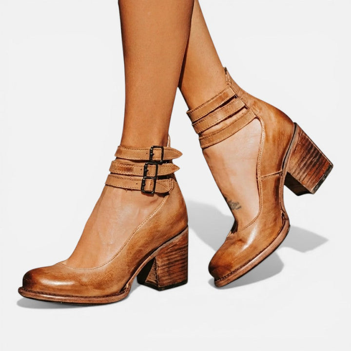 Bianca | Block Heel Boots with Buckle Strap