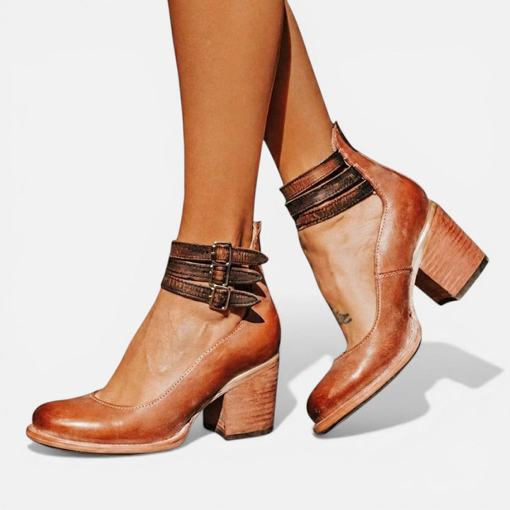 Bianca | Block Heel Boots with Buckle Strap