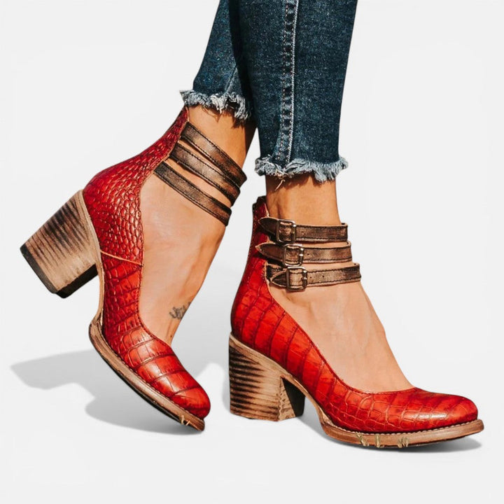 Bianca | Block Heel Boots with Buckle Strap