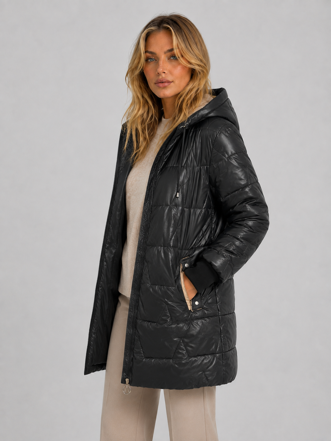 Priscilla | Longline Puffer Coat with Quilted Design