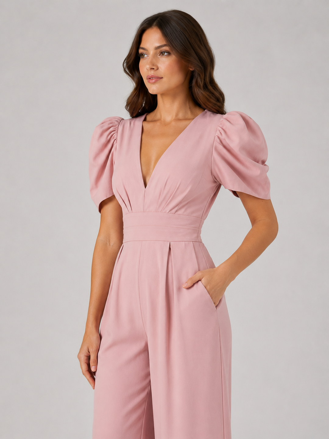 Ines | Wide Leg Jumpsuit with Puff Sleeves