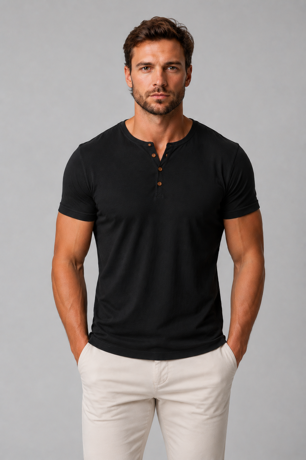 Barrett | Regular Fit Henley with Button Placket