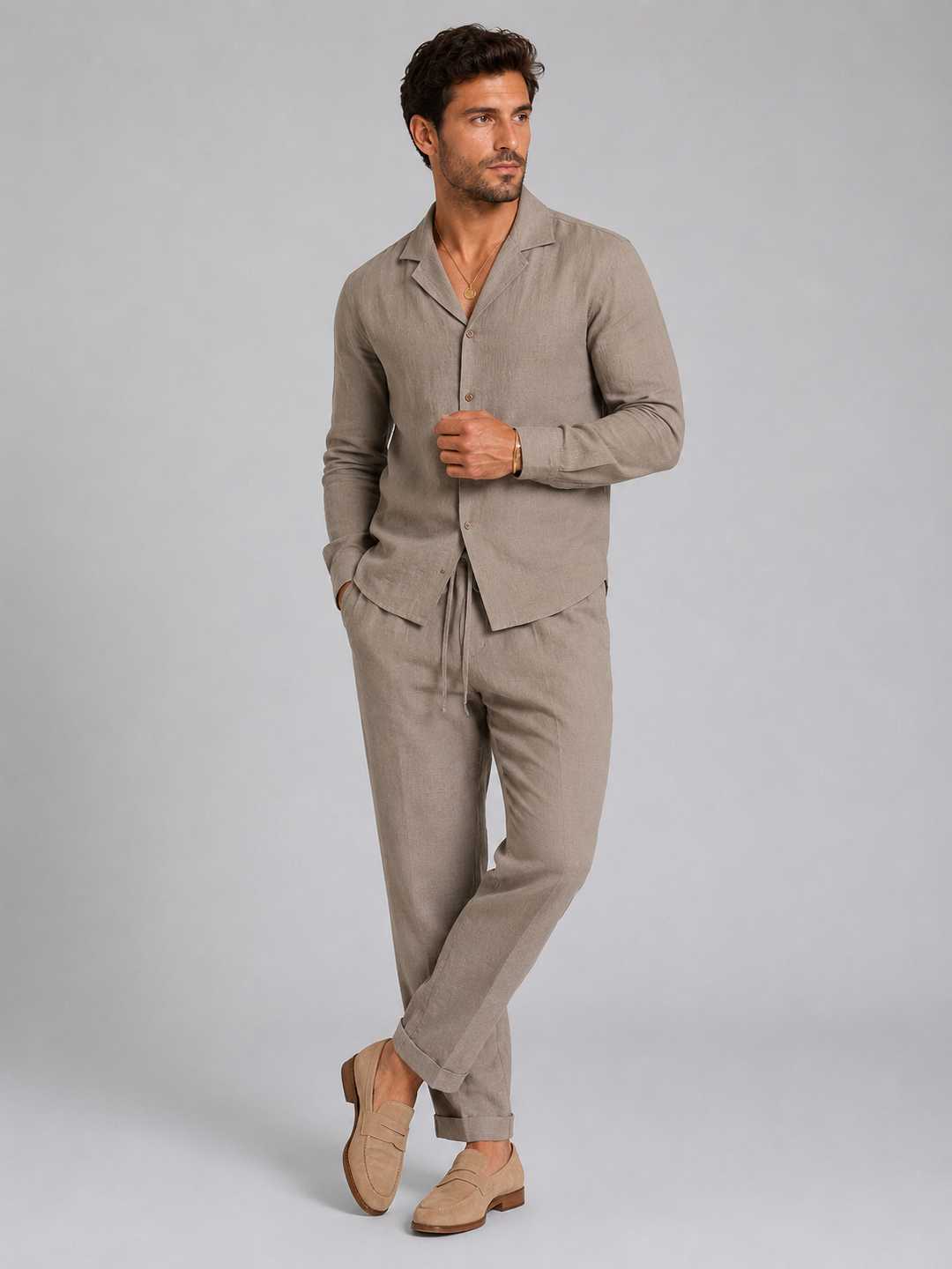 Kieran | Relaxed Shirt and Trouser Set with Drawstring Tailored Fit